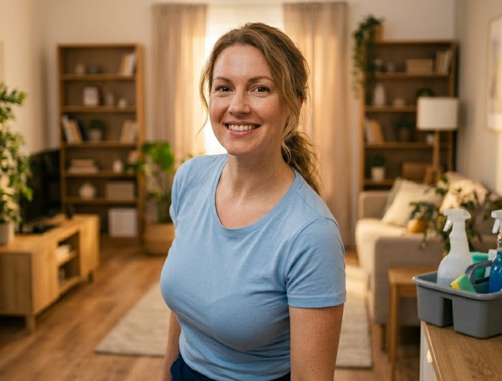 A friendly Julya cleaner ready to start work